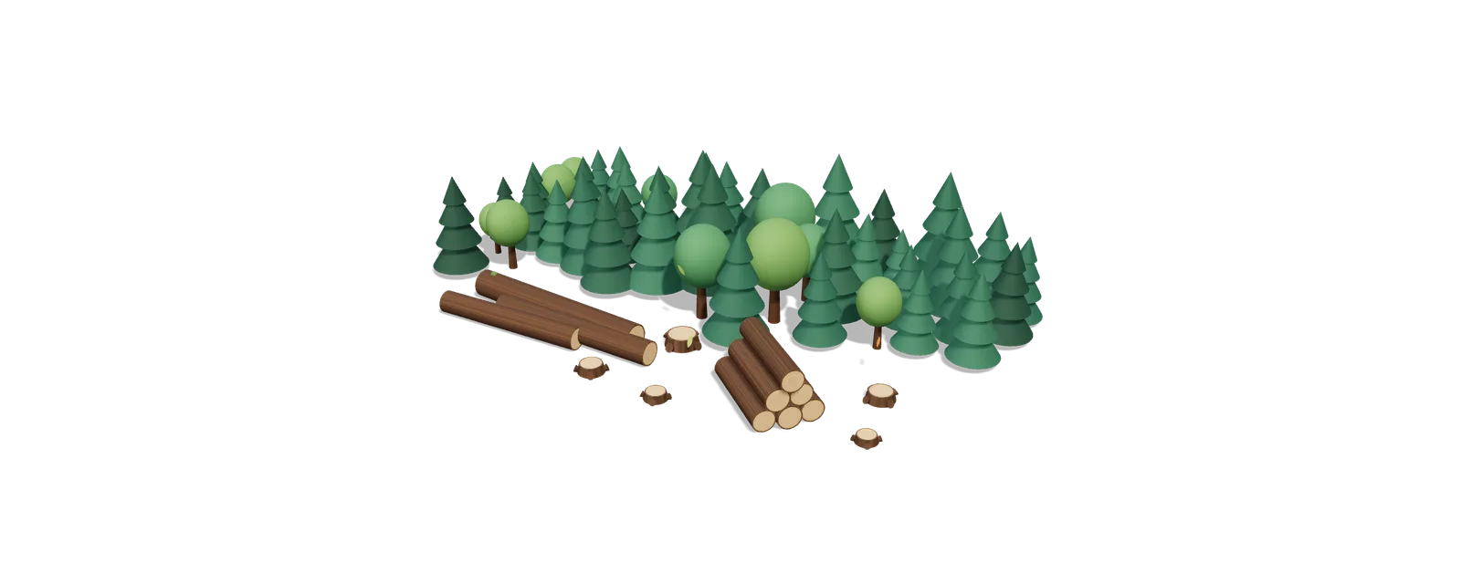 Animation: Stämme liegen am Rand eines Waldes aus der Region